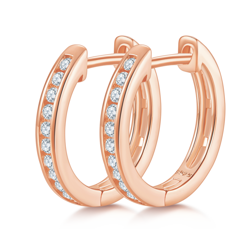 单排对半耳环S925银Moissanite厘石D级0.22ct